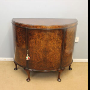 Antique Burr Walnut Demi Lune Sideboard Side Cabinet