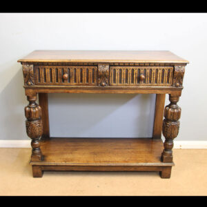 Antique Oak Two Drawer Serving / Side Table
