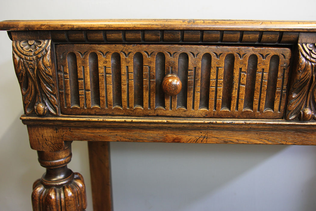12273r6 Antique Oak Two Drawer Serving Side Table,