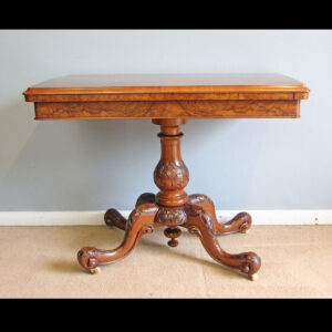 Victorian Antique Burr Walnut Card Table Side Table