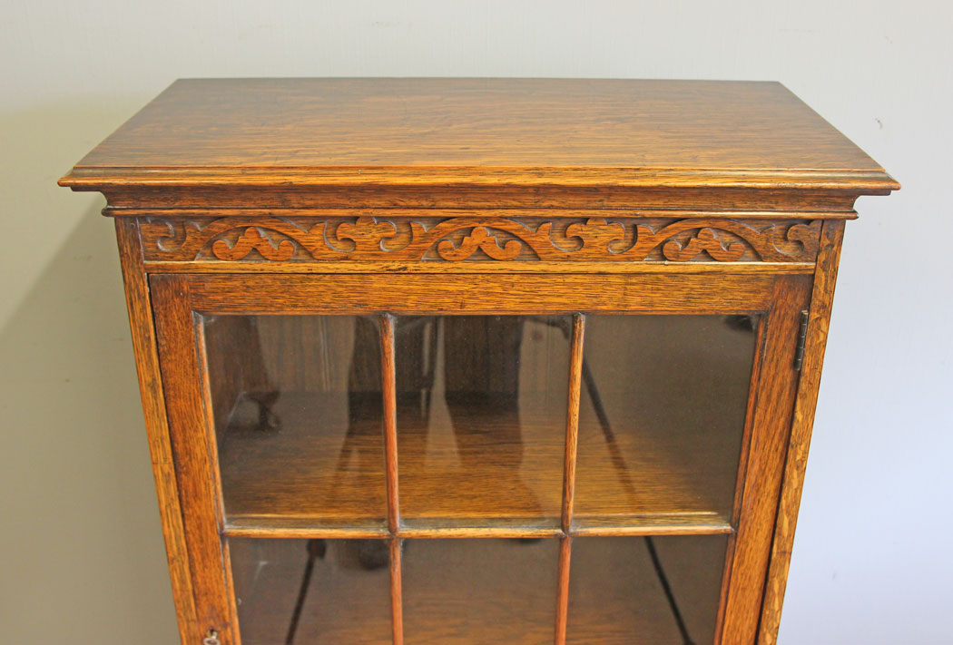 12282r4 Antique Oak Display Cabinet Bookcase,