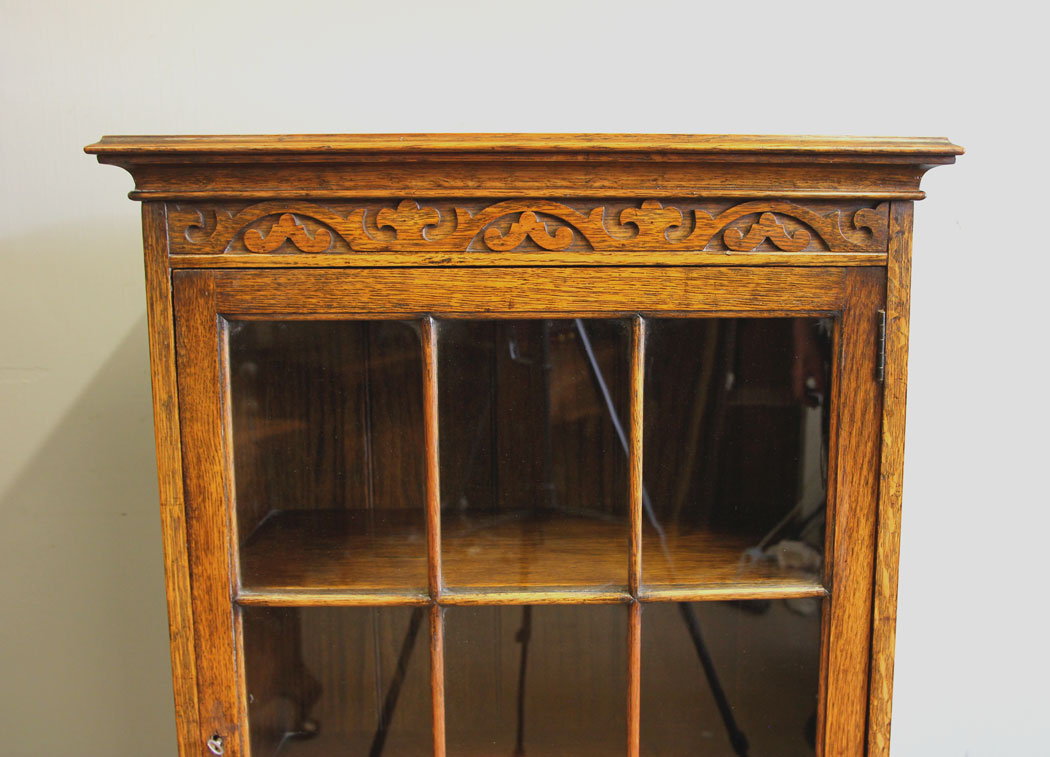 12282r7 Antique Oak Display Cabinet Bookcase,