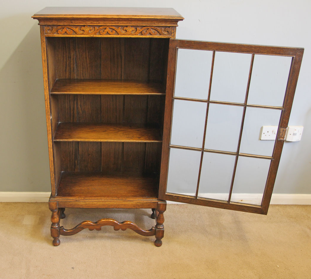 12282r9 Antique Oak Display Cabinet Bookcase,