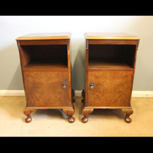 Pair Antique Burr Walnut Bedside Cabinets