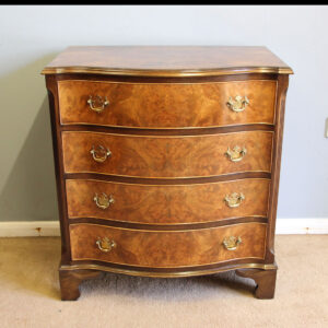 Burr Walnut Antique Serpentine Shaped Chest of Drawers