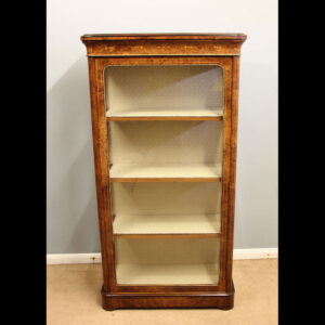Quality Burr Walnut Tall Display Vitrine Pier Cabinet