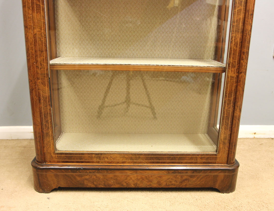 12298r14 Antique Victorian Burr Walnut Tall Display Cabinet,