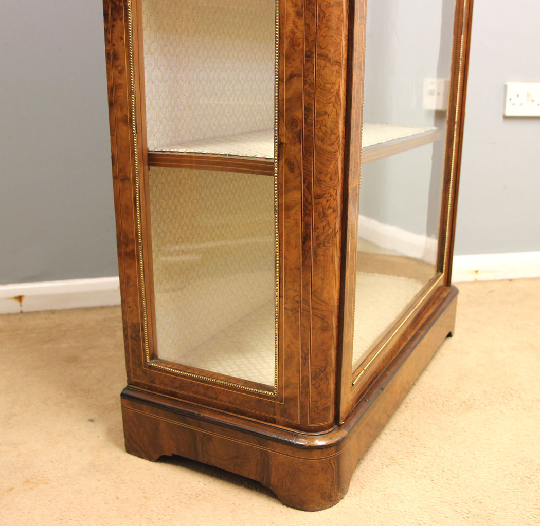 12298r15 Antique Victorian Burr Walnut Tall Display Cabinet,