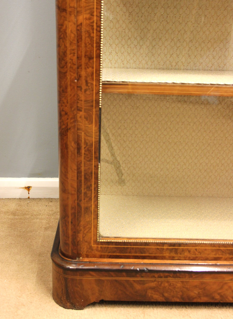 12298r17 Antique Victorian Burr Walnut Tall Display Cabinet,
