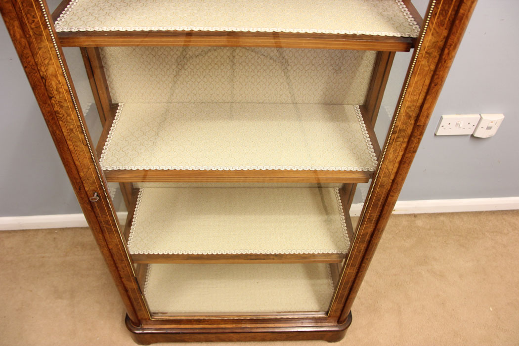 12298r8 Antique Victorian Burr Walnut Tall Display Cabinet,