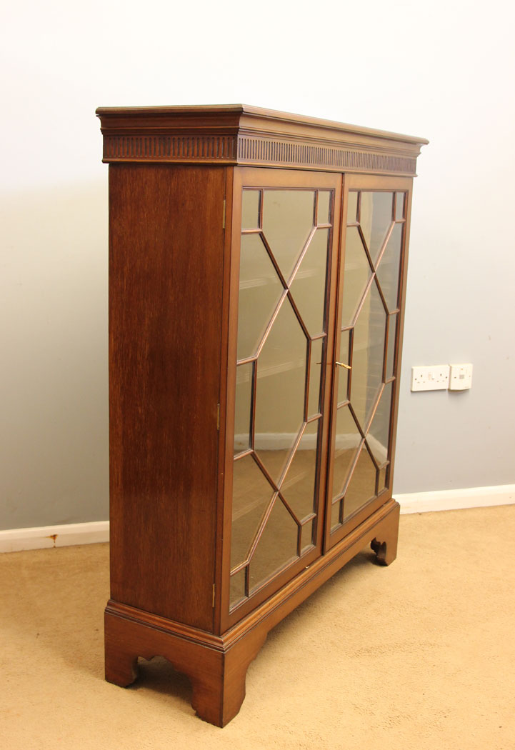 12302r2 Edwardian Mahogany Glazed Library Bookcase,