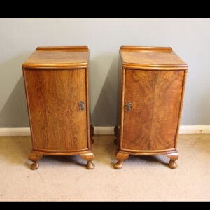 Antique Pair Walnut Bedside Cabinets