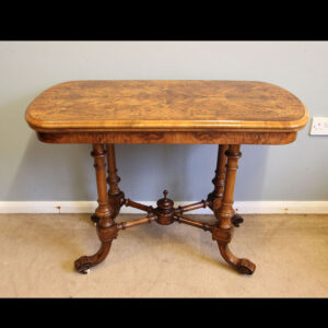 Victorian Inlaid Burr Walnut Tea Games Side Table.