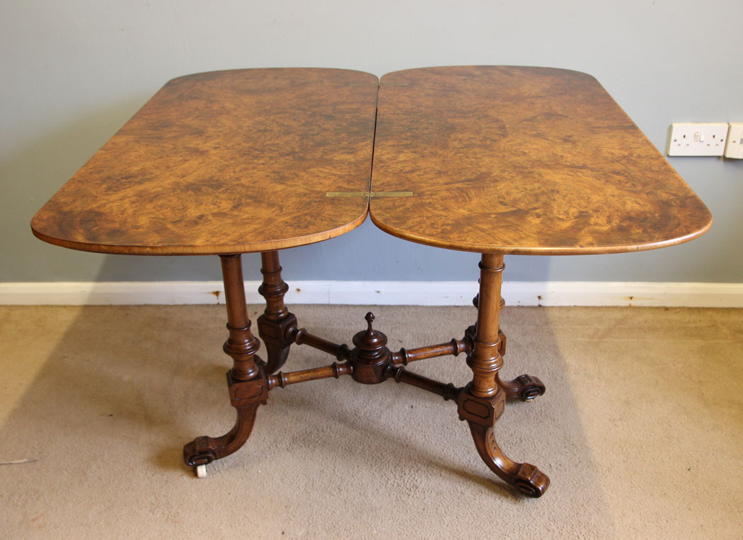 12313r10 Victorian Inlaid Burr Walnut Tea Games Side Table,