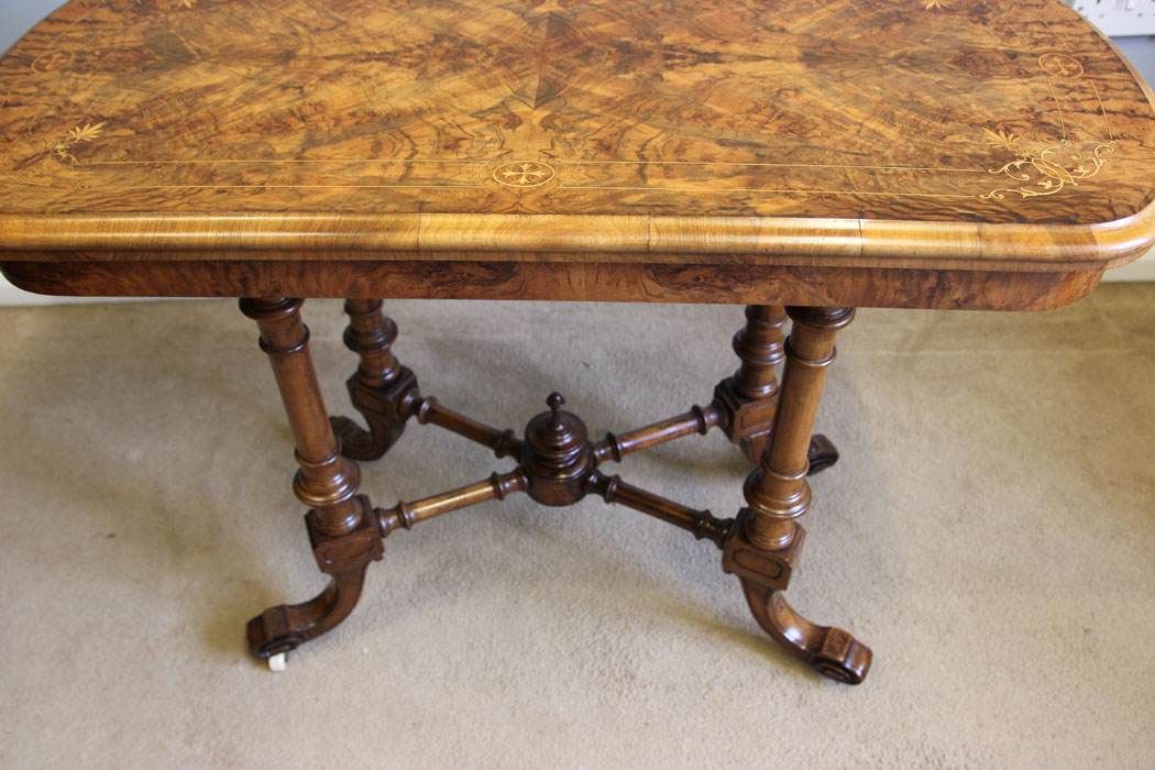 12313r12 Victorian Inlaid Burr Walnut Tea Games Side Table,
