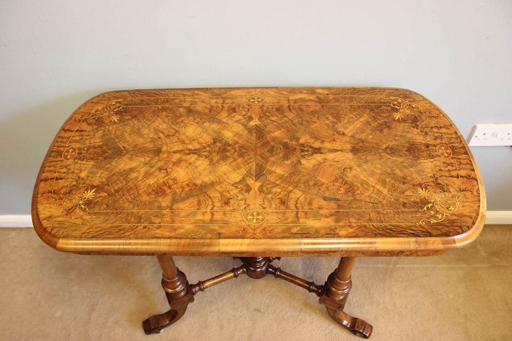 12313r13 Victorian Inlaid Burr Walnut Tea Games Side Table,