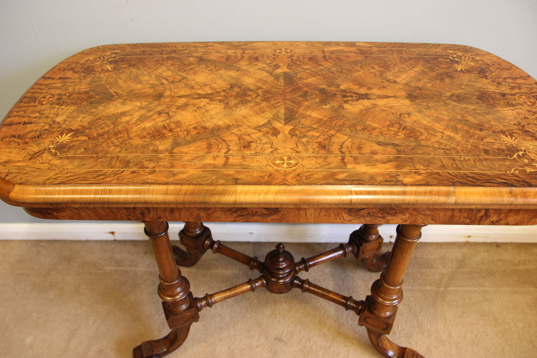 12313r14 Victorian Inlaid Burr Walnut Tea Games Side Table,