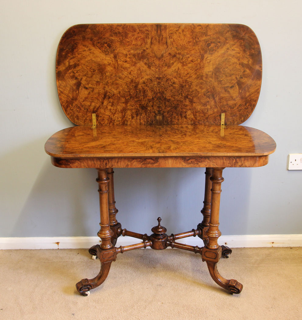 12313r4 Victorian Inlaid Burr Walnut Tea Games Side Table,
