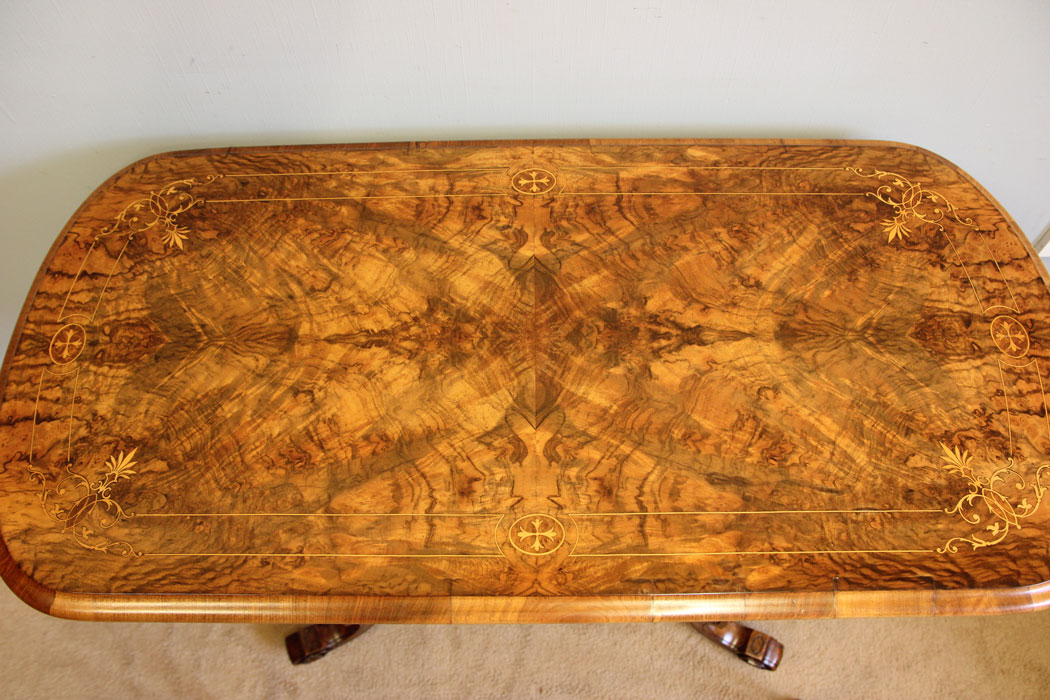 12313r6 Victorian Inlaid Burr Walnut Tea Games Side Table,