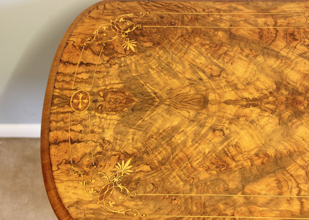 12313r7 Victorian Inlaid Burr Walnut Tea Games Side Table,