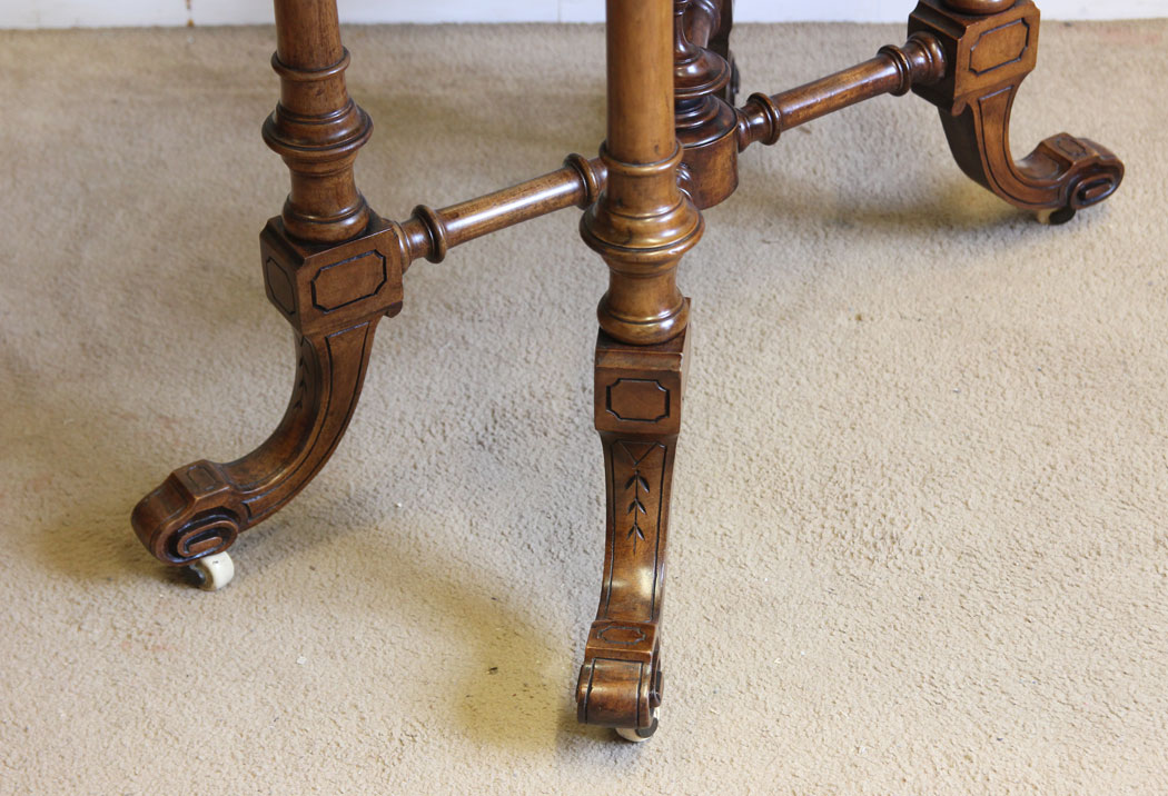 12313r9 Victorian Inlaid Burr Walnut Tea Games Side Table,