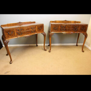 Antique Quality Pair Burr Walnut Console Side Tables