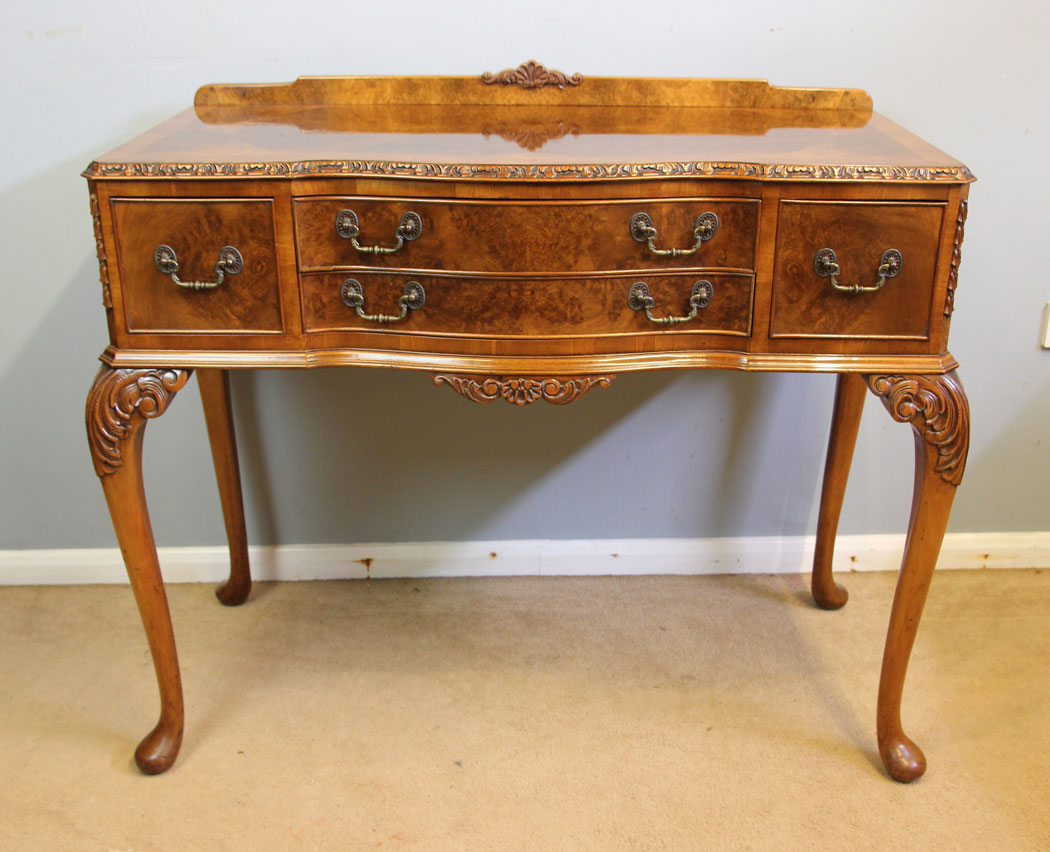 12314r23 Antique Quality Pair Burr Walnut Console Side Tables,