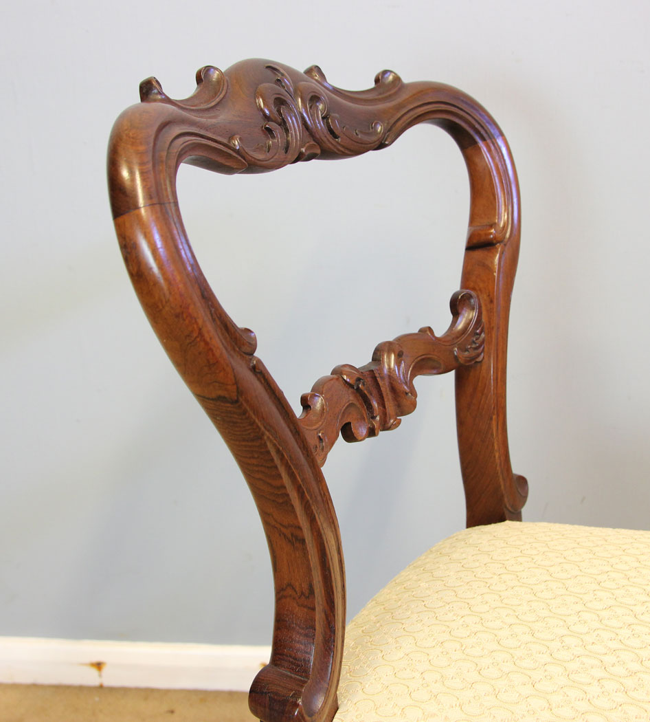 12315r10 Antique Set Six Victorian Balloon Back Dining Chairs,