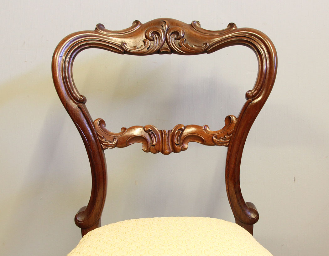 12315r12 Antique Set Six Rosewood Victorian Balloon Back Dining Chairs,