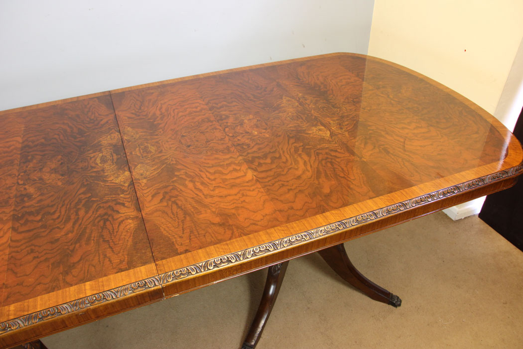 12316r12 Large Georgian Style Walnut Twin Pedestal Extending Dining Table,