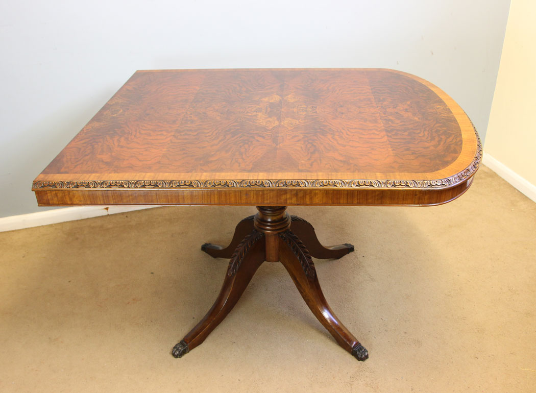 12316r21 Large Georgian Style Walnut Twin Pedestal Extending Dining Table,