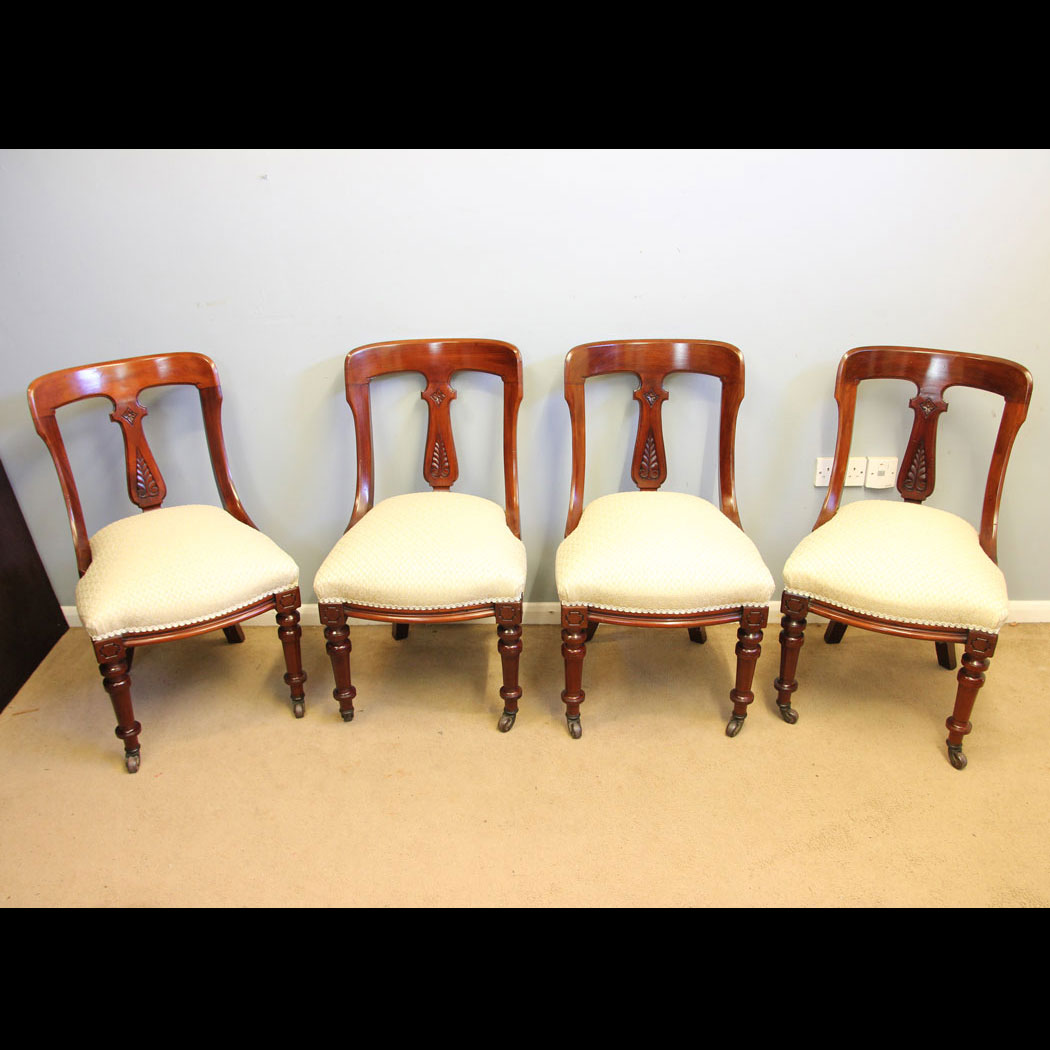 12321r01 Antique Victorian Set of Mahogany Dining Chairs, Antique Victorian Set of Four Mahogany Dining Chairs