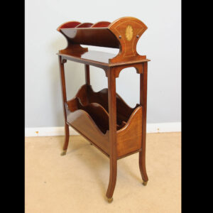 Fine Antique Edwardian Inlaid Mahogany Book Trough Stand