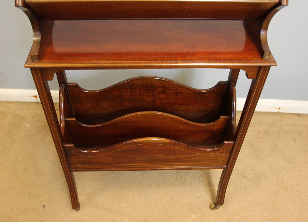 12324r12 Fine Antique Edwardian Inlaid Mahogany Book Trough Stand,