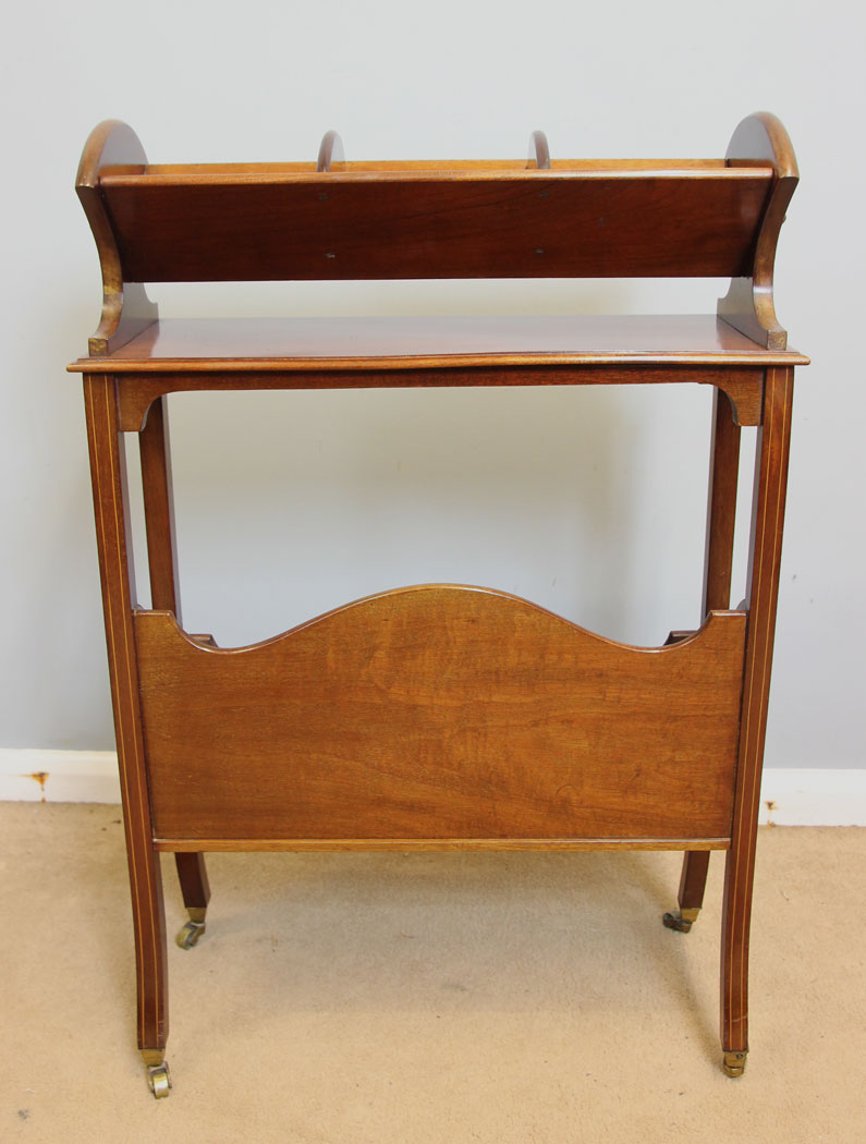 12324r8 Fine Antique Edwardian Inlaid Mahogany Book Trough Stand,