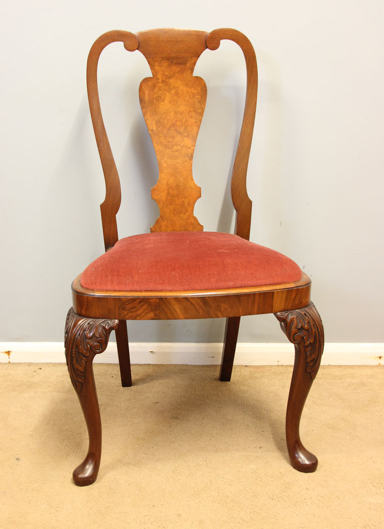 12325r2 Antique Set Georgian Style Walnut Dining Chairs,