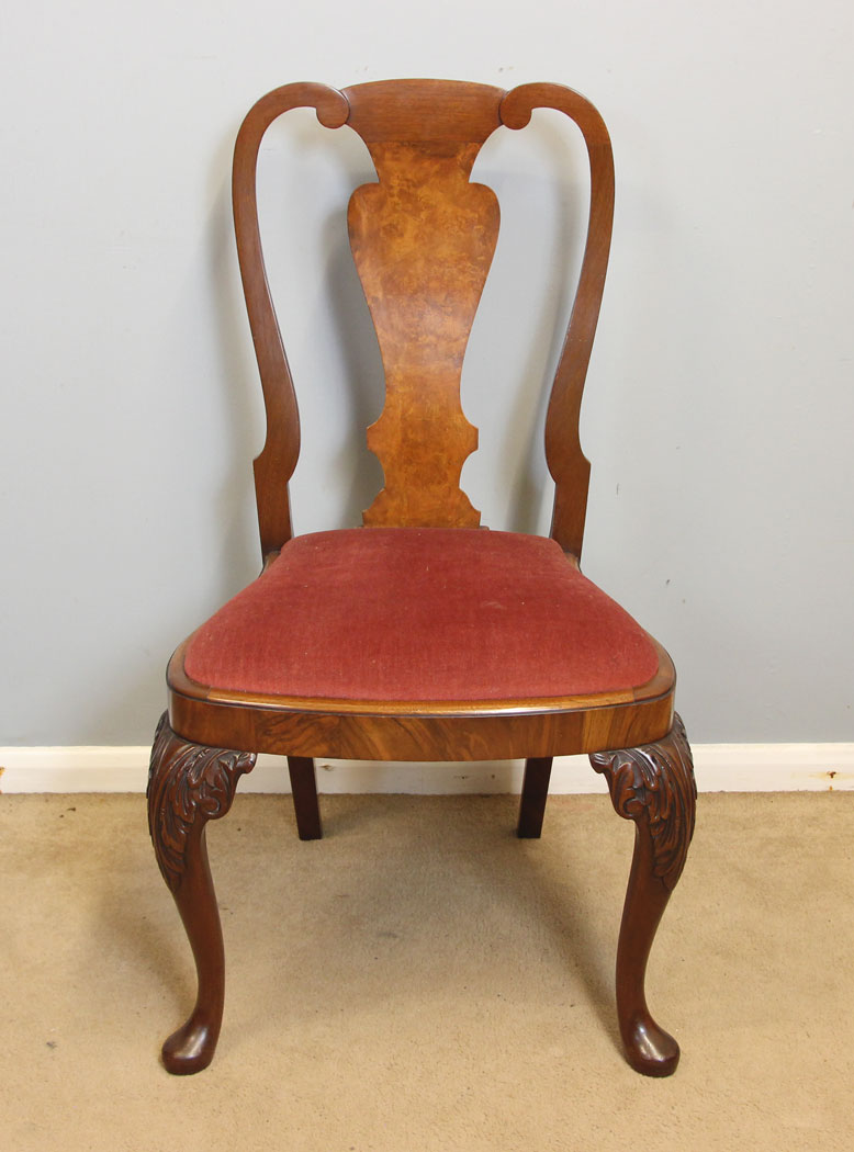 12325r4 Antique Set Georgian Style Walnut Dining Chairs,