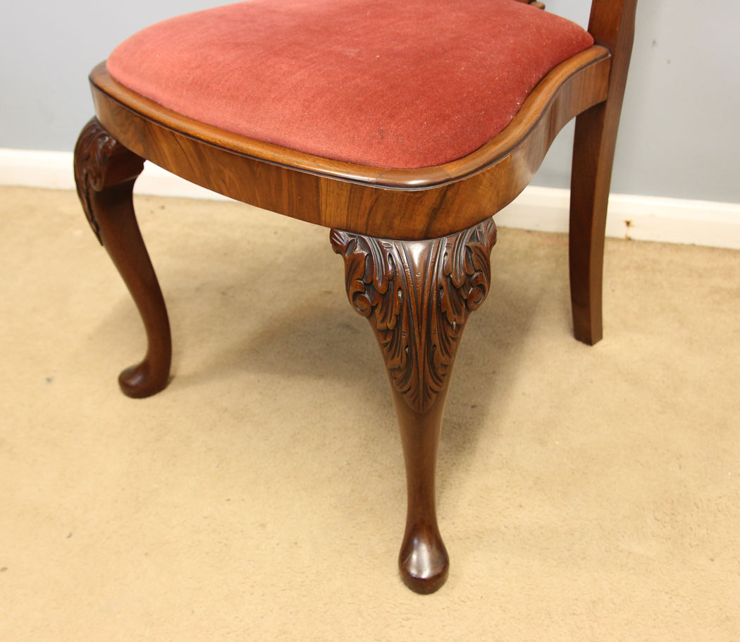 12325r6 Antique Set Georgian Style Walnut Dining Chairs,