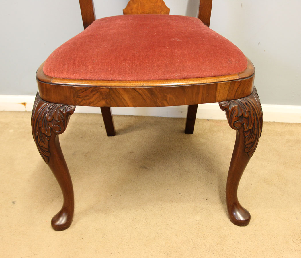 12325r7 Antique Set Georgian Style Walnut Dining Chairs,