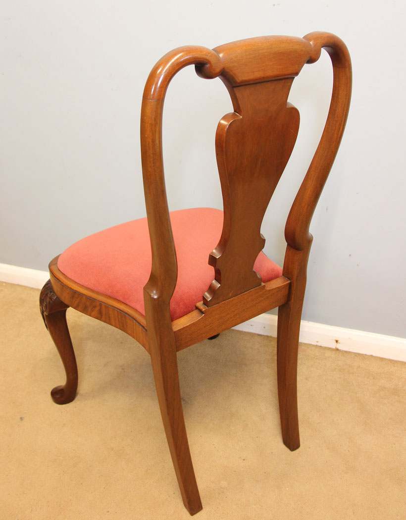 12325r8 Antique Set Georgian Style Walnut Dining Chairs,
