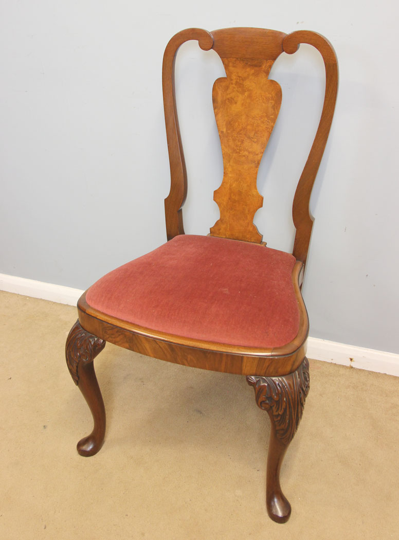 12325r9 Antique Set Georgian Style Walnut Dining Chairs,