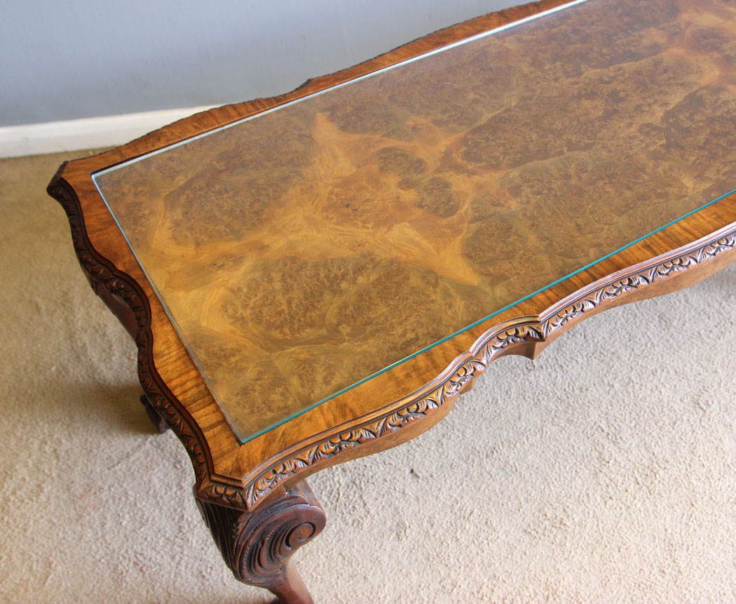 12327r12 Antique Burr Walnut Large Coffee Table,