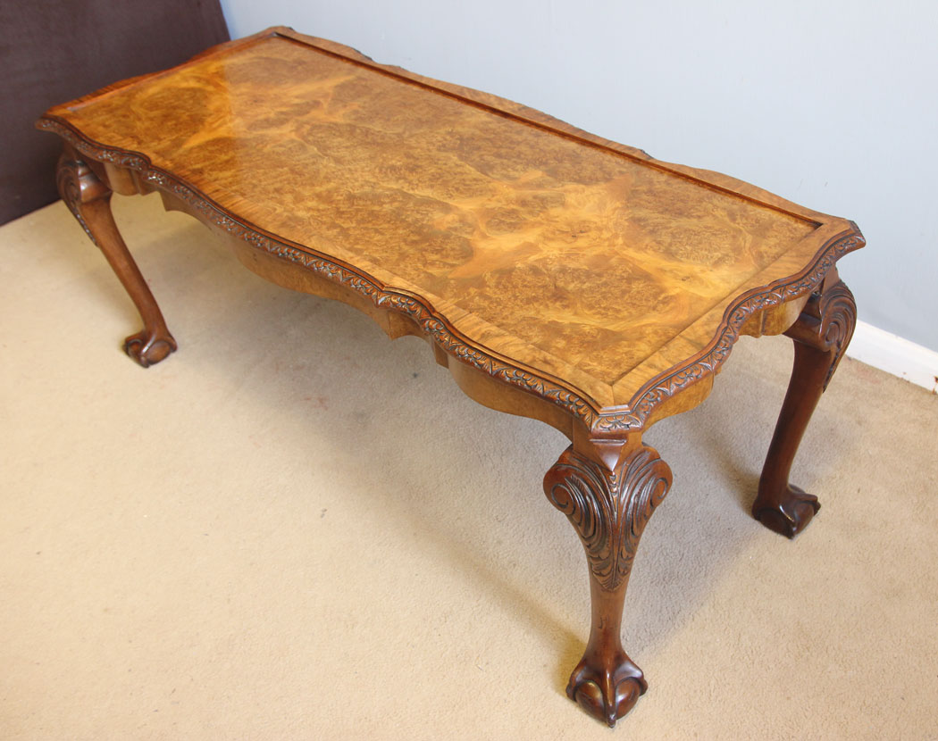 12327r2 Antique Burr Walnut Large Coffee Table,