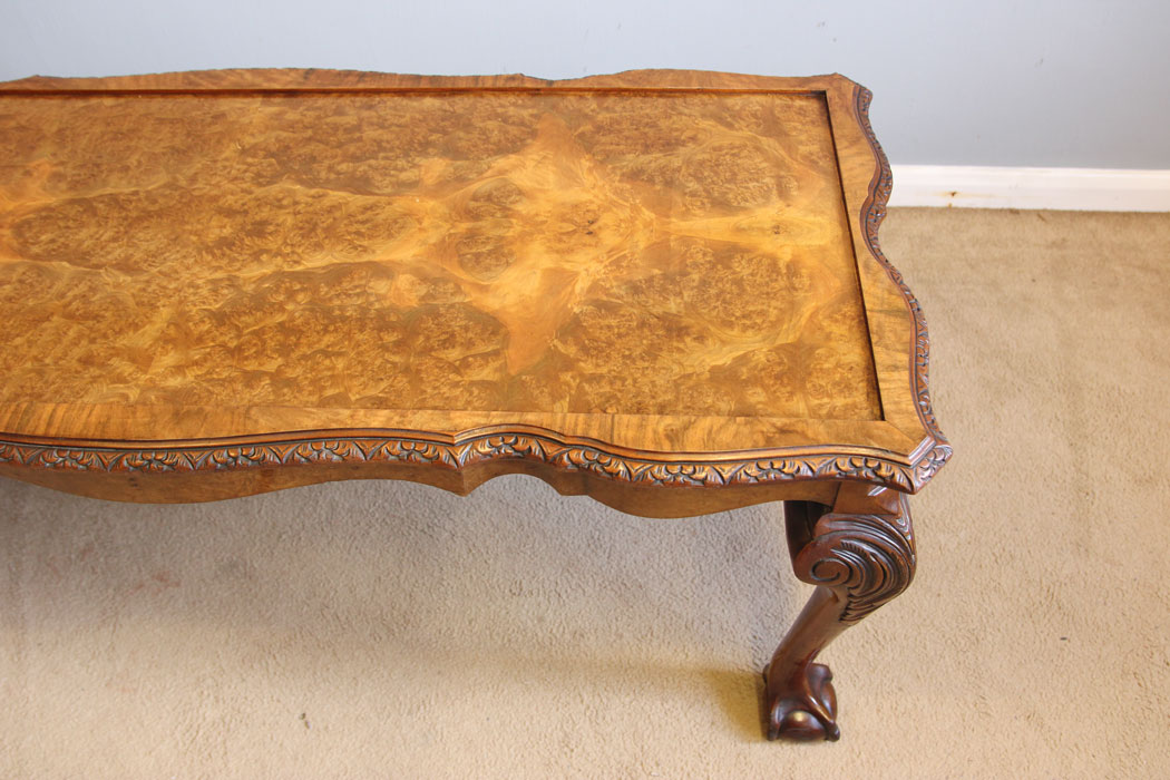 12327r3 Antique Burr Walnut Large Coffee Table,