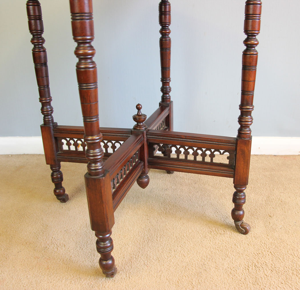 12332r7 Antique Walnut Octagonal Occasional Lamp Table, Antique Walnut Octagonal Occasional Lamp Centre Table