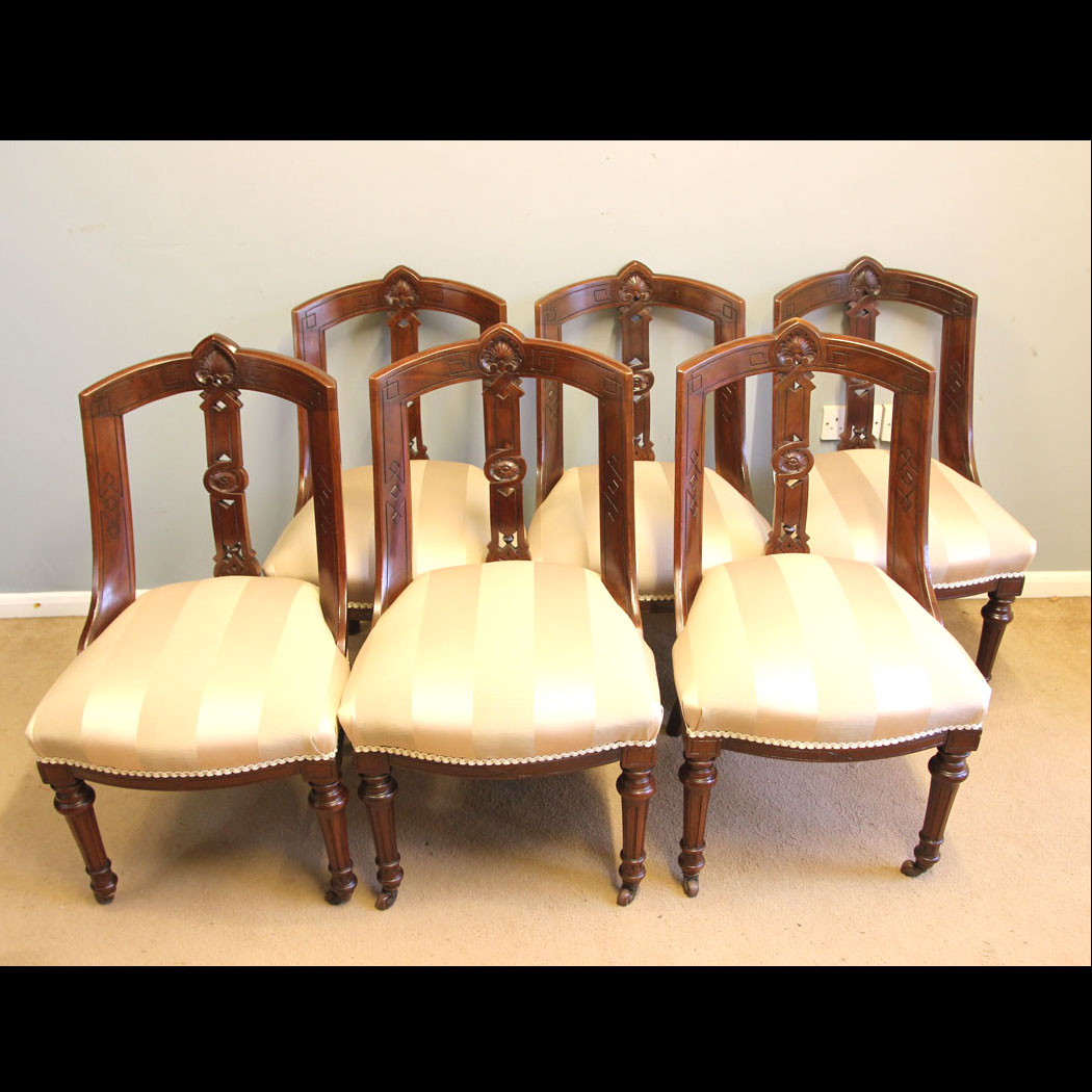 12336r01 Set Six Antique Victorian Mahogany Dining Chairs, Set Six Antique Victorian Mahogany Dining Chairs