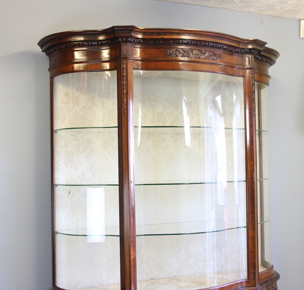 12340r3 Antique Mahogany Chippendale Style China Display Cabinet, Antique Mahogany Chippendale Style China Display Cabinet