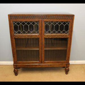 Antique Small Oak Cabinet Bookcase