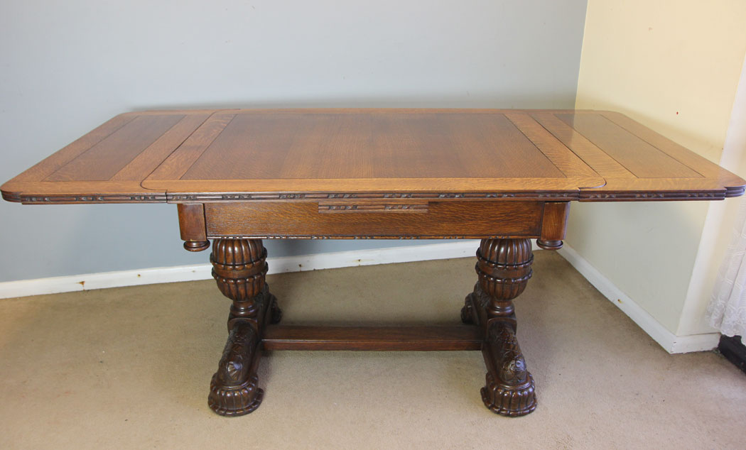 12347r07 Antique Oak Refectory Draw Leaf Extending Dining Table, Antique Oak Refectory Draw Leaf Extending Dining Table
