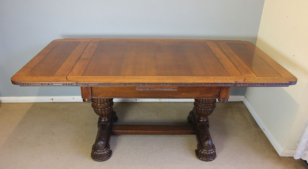 12347r14 Antique Oak Refectory Draw Leaf Extending Dining Table, Antique Oak Refectory Draw Leaf Extending Dining Table